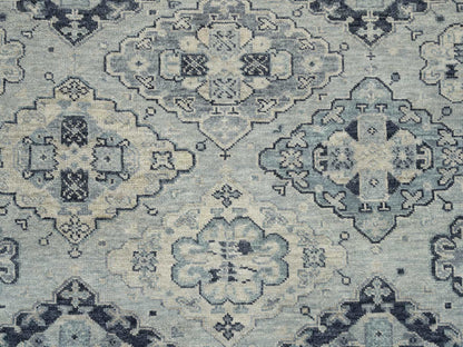 Tribal & Geometric hand-knotted wool rug in Gray & Light Gray, 8'10" x 12' — SKU O064513 (view 8)