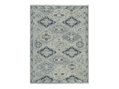 Tribal & Geometric hand-knotted wool rug in Gray & Light Gray, 8'10" x 11'10" — SKU O064520