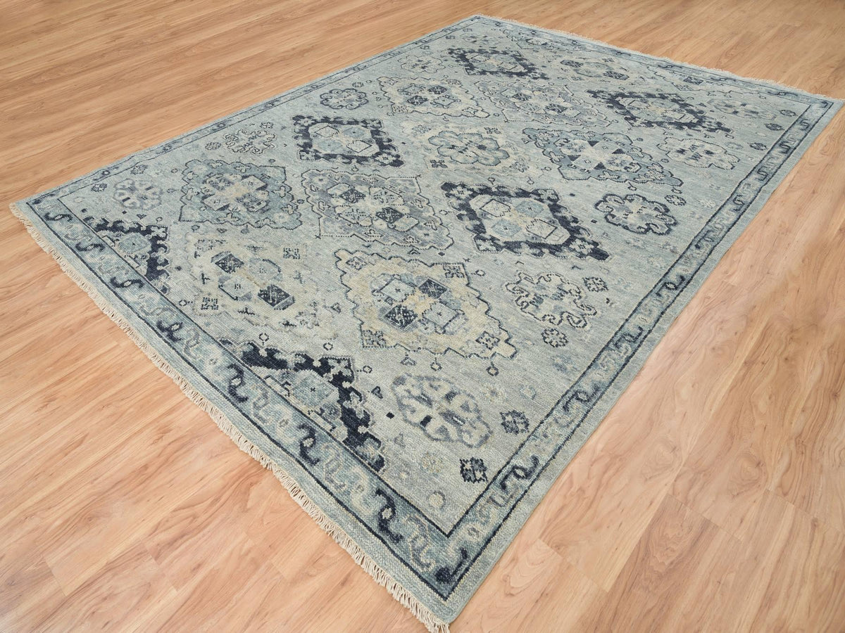 Tribal & Geometric hand-knotted wool rug in Gray & Light Gray, 8'10" x 11'10" — SKU O064520 (view 3)