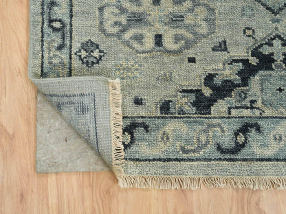 Tribal & Geometric hand-knotted wool rug in Gray & Light Gray, 8'10" x 11'10" — SKU O064520 (view 4)