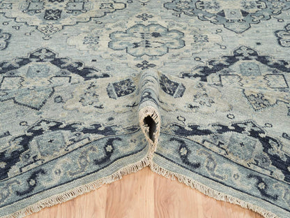 Tribal & Geometric hand-knotted wool rug in Gray & Light Gray, 8'10" x 11'10" — SKU O064520 (view 5)