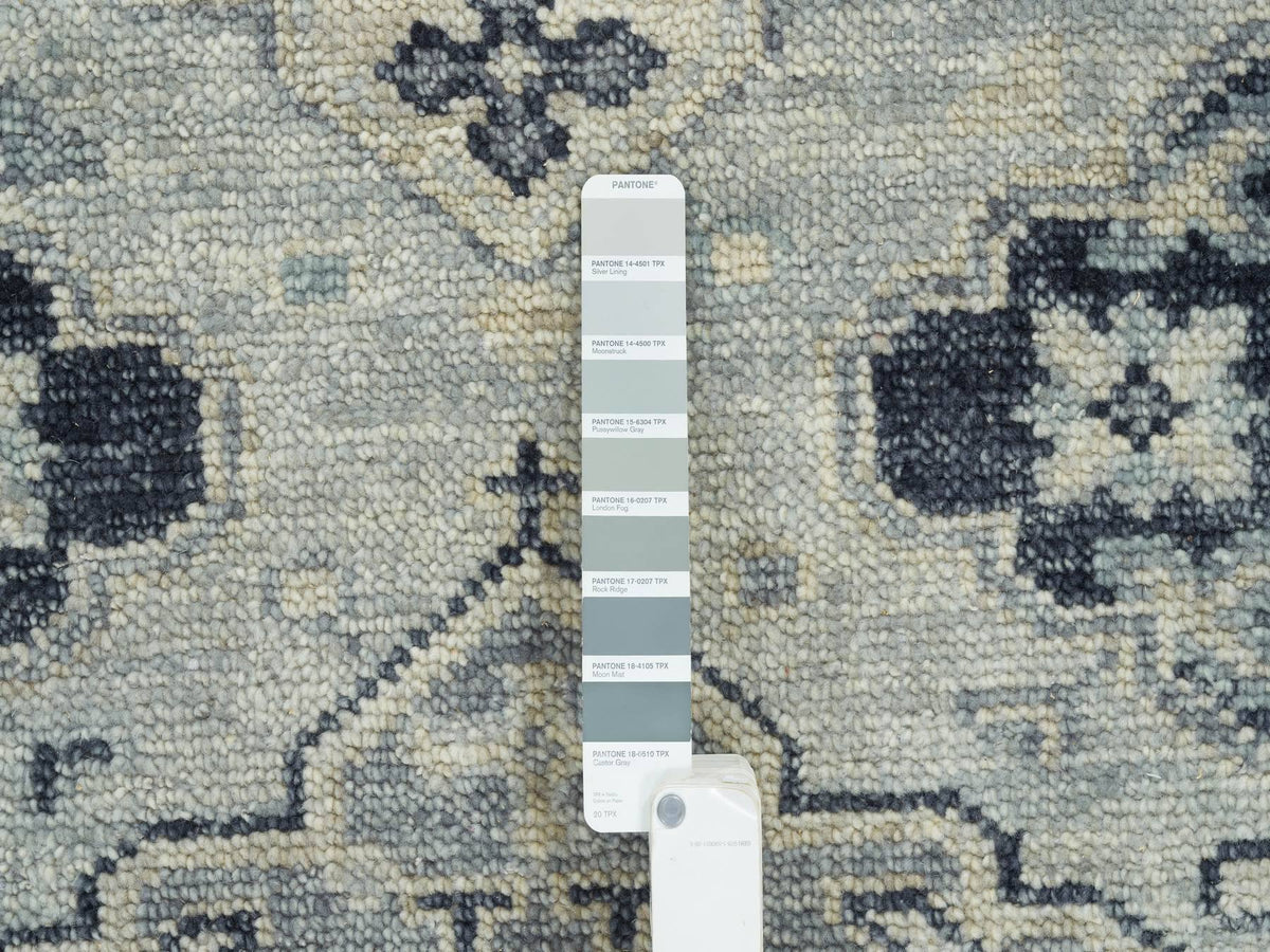 Tribal & Geometric hand-knotted wool rug in Gray & Light Gray, 8'10" x 11'10" — SKU O064520 (view 7)