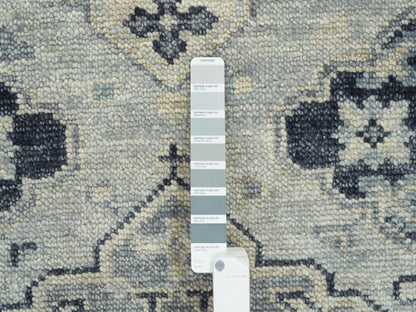 Tribal & Geometric hand-knotted wool rug in Gray & Light Gray, 8'10" x 11'10" — SKU O064520 (view 7)