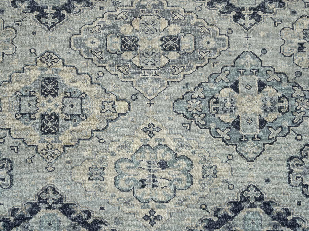 Tribal & Geometric hand-knotted wool rug in Gray & Light Gray, 8'10" x 11'10" — SKU O064520 (view 8)