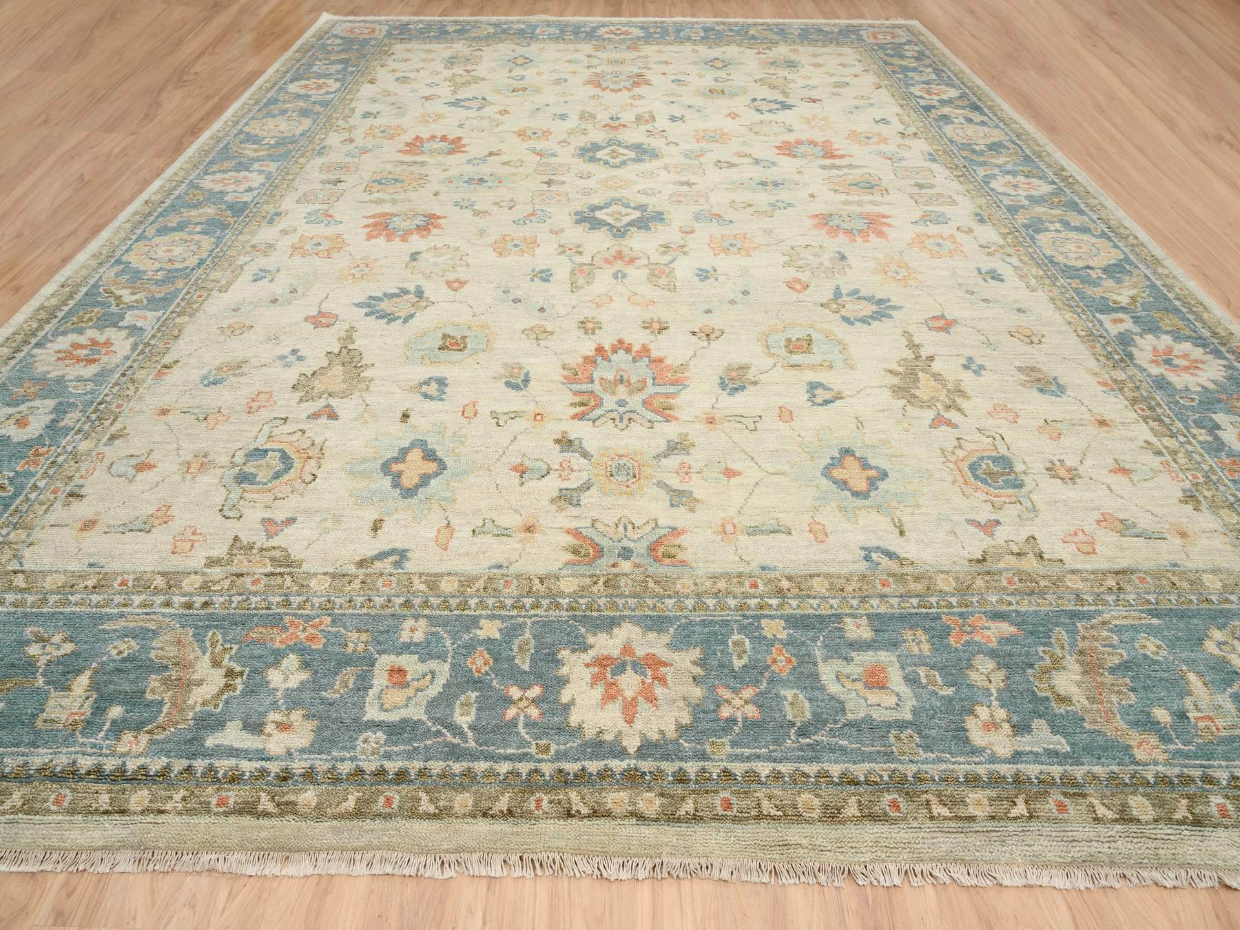 Oushak Oushak hand-knotted wool rug in Ivory & Pewter Gray, 13'10" x 18' — SKU O064530 (view 2)