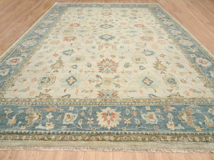 Oushak Oushak hand-knotted wool rug in Ivory & Pewter Gray, 13'10" x 18' — SKU O064530 (view 2)