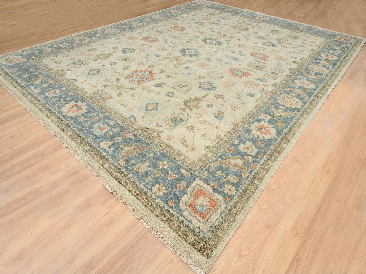 Oushak Oushak hand-knotted wool rug in Ivory & Pewter Gray, 13'10" x 18' — SKU O064530 (view 3)