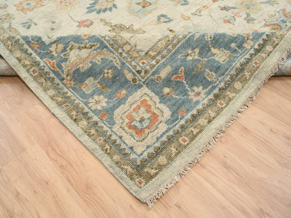 Oushak Oushak hand-knotted wool rug in Ivory & Pewter Gray, 13'10" x 18' — SKU O064530 (view 6)