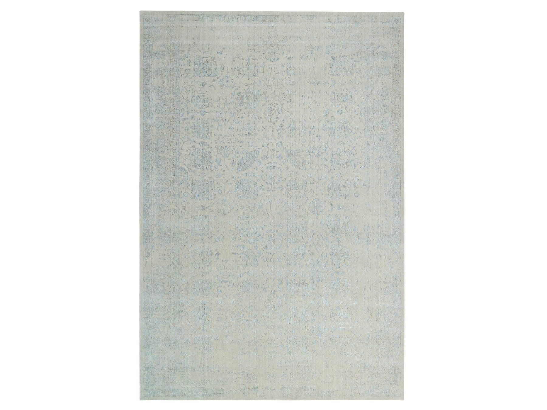 Tabriz Transitional hand-knotted wool rug in Blue, 12' x 17'10" — SKU O064545
