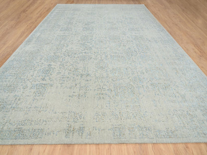 Blue 12'0" x 17'10" Transitional Handloom Wool Rug - Sku: O064545
