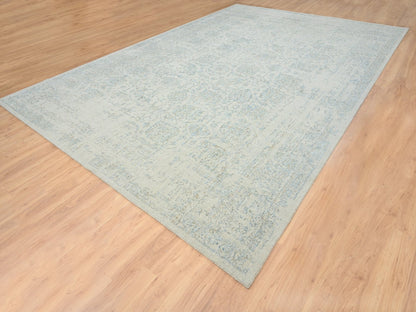 Blue 12'0" x 17'10" Transitional Handloom Wool Rug - Sku: O064545
