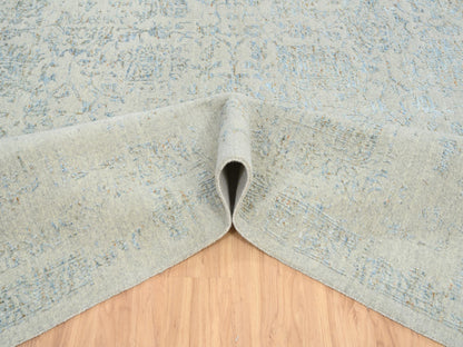 Blue 12'0" x 17'10" Transitional Handloom Wool Rug - Sku: O064545