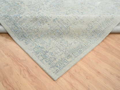 Blue 12'0" x 17'10" Transitional Handloom Wool Rug - Sku: O064545
