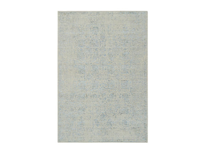 Blue 6'2" x 9'0" Transitional Handloom Wool/Silk Rug - Sku: O064549
