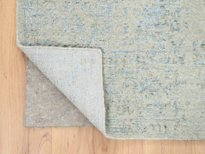 Blue 6'2" x 9'0" Transitional Handloom Wool/Silk Rug - Sku: O064549