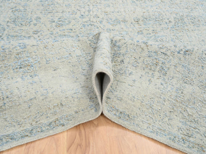 Blue 6'2" x 9'0" Transitional Handloom Wool/Silk Rug - Sku: O064549