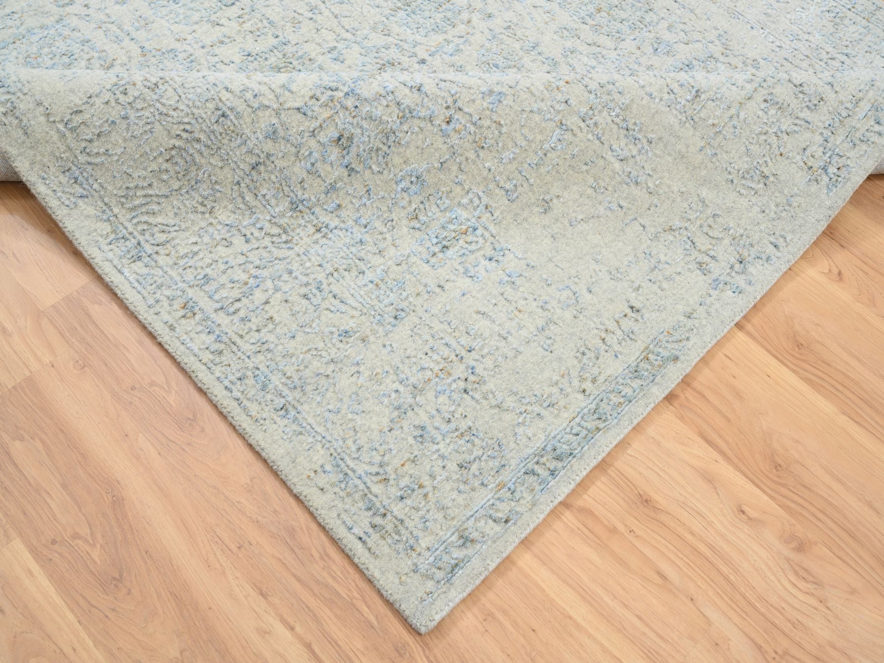Tabriz Transitional hand-knotted wool/silk rug in Blue, 6'2" x 9' — SKU O064549 (view 6)