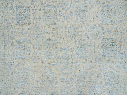 Blue 6'2" x 9'0" Transitional Handloom Wool/Silk Rug - Sku: O064549