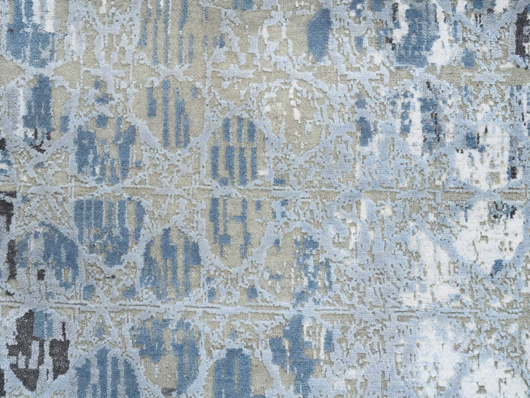 Modern / Contemporary hand-knotted wool/silk runner in Gray, 2'6" x 8' — SKU O064554 (view 5)