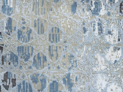 Modern / Contemporary hand-knotted wool/silk runner in Gray, 2'6" x 8' — SKU O064554 (view 5)