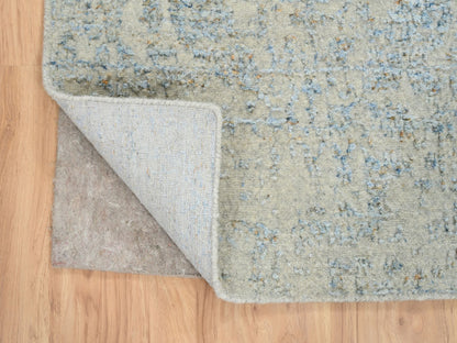 Blue 2'8" x 10'0" Transitional Handloom Wool/Silk Rug - Sku: O064556