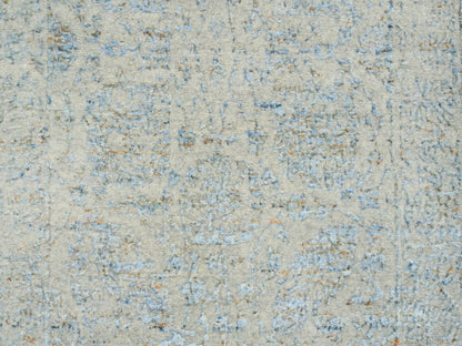 Blue 2'8" x 10'0" Transitional Handloom Wool/Silk Rug - Sku: O064556