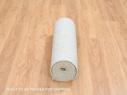 Blue 2'8" x 10'0" Transitional Handloom Wool/Silk Rug - Sku: O064556