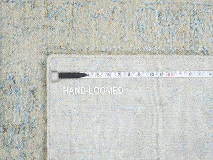 Blue 2'8" x 10'0" Transitional Handloom Wool/Silk Rug - Sku: O064556
