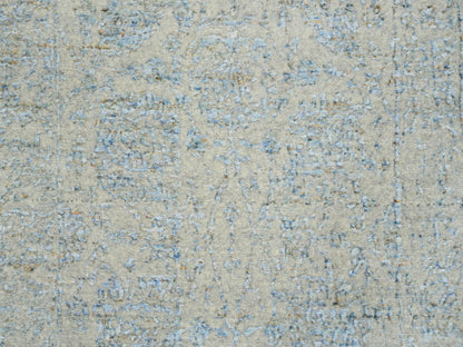 Blue 2'6" x 8'0" Transitional Handloom Wool/Silk Rug - Sku: O064558