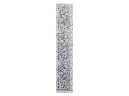 Transitional hand-knotted wool/silk runner in Gray, 2'7" x 18'1" — SKU O064559