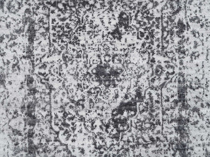 Grey 2'7" x 18'1" Transitional Hand knotted Wool/Silk Rug - Sku: O064559