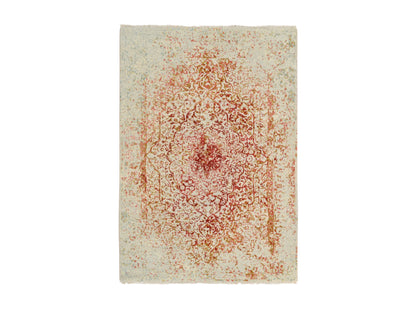 Modern / Contemporary hand-knotted wool/silk rug in Pink, 4'2" x 6' — SKU O064561