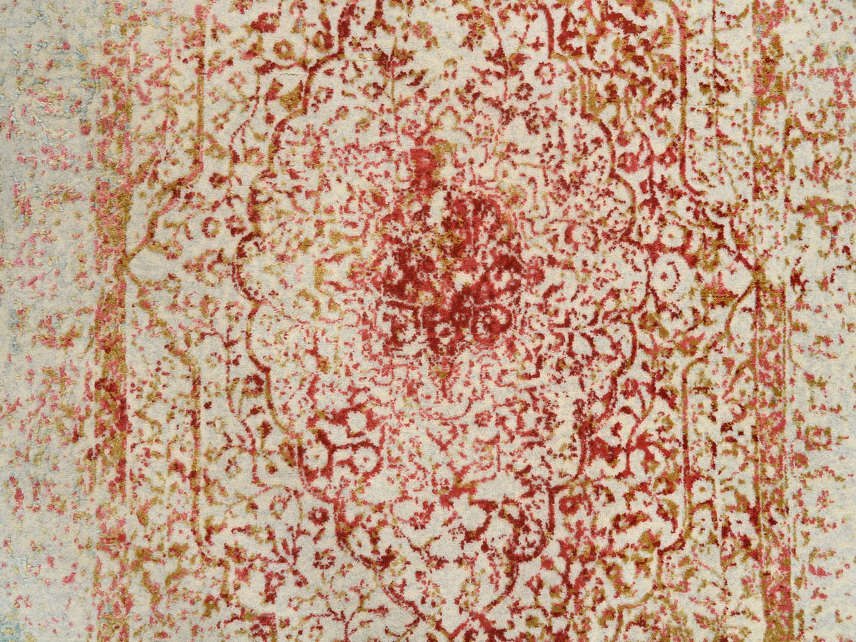 Modern / Contemporary hand-knotted wool/silk rug in Pink, 4'2" x 6' — SKU O064561 (view 5)