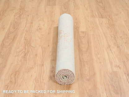 Modern / Contemporary hand-knotted wool/silk rug in Pink, 4'2" x 6' — SKU O064561 (view 6)