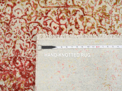 Modern / Contemporary hand-knotted wool/silk rug in Pink, 4'2" x 6' — SKU O064561 (view 8)