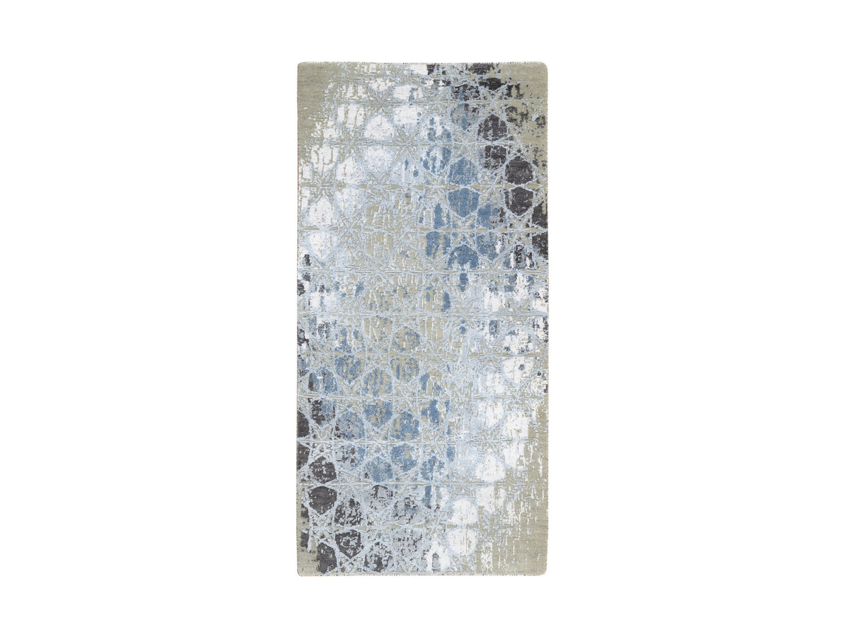 Modern / Contemporary hand-knotted wool/silk rug in Gray, 2'8" x 5'10" — SKU O064562