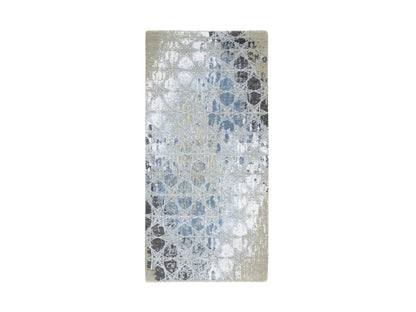 Modern / Contemporary hand-knotted wool/silk rug in Gray, 2'8" x 5'10" — SKU O064562