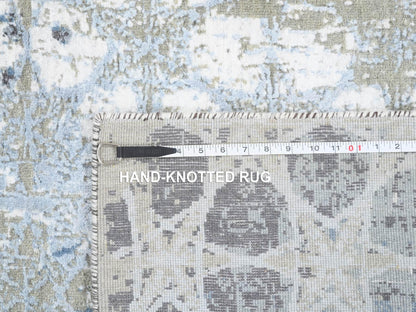 Modern / Contemporary hand-knotted wool/silk rug in Gray, 2'8" x 5'10" — SKU O064562 (view 8)