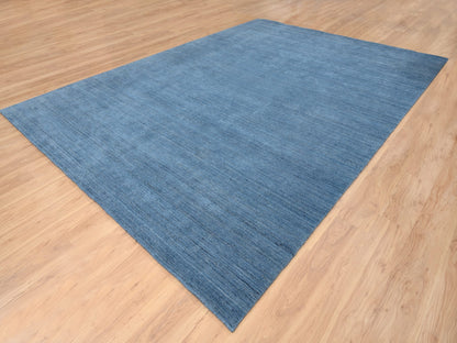 Blue 10'1" x 14'0" Modern and Contemporary Handloom Wool Rug - Sku: O064564