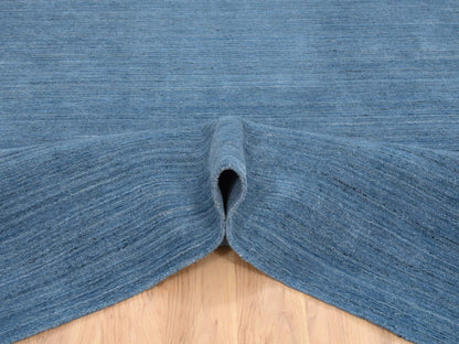 Blue 10'1" x 14'0" Modern and Contemporary Handloom Wool Rug - Sku: O064564