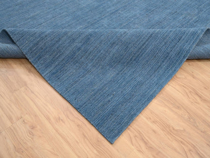 Blue 10'1" x 14'0" Modern and Contemporary Handloom Wool Rug - Sku: O064564