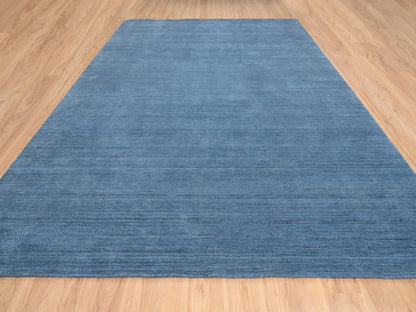 Blue 10'0" x 14'0" Modern and Contemporary Handloom Wool Rug - Sku: O064565