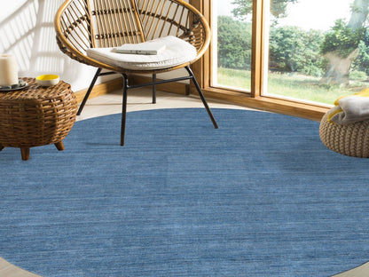 Blue 10'0" x 10'0" Modern and Contemporary Handloom Wool Rug - Sku: O064570