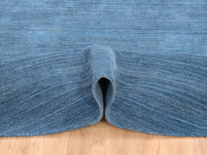 Blue 10'0" x 10'0" Modern and Contemporary Handloom Wool Rug - Sku: O064570