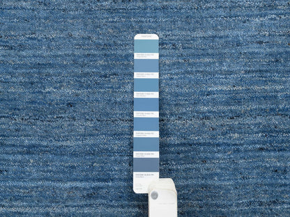 Blue 10'0" x 10'0" Modern and Contemporary Handloom Wool Rug - Sku: O064570