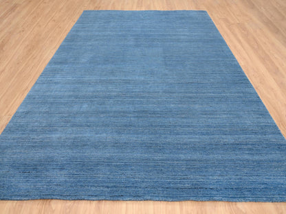 Blue 9'0" x 11'10" Modern and Contemporary Handloom Wool Rug - Sku: O064573