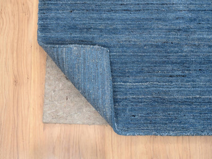 Blue 9'0" x 11'10" Modern and Contemporary Handloom Wool Rug - Sku: O064573
