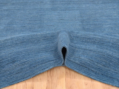 Blue 9'0" x 11'10" Modern and Contemporary Handloom Wool Rug - Sku: O064573