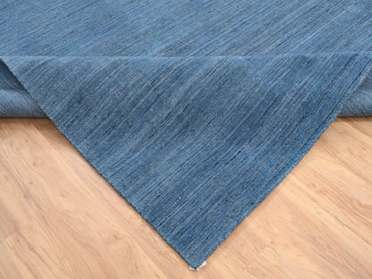 Blue 9'0" x 11'10" Modern and Contemporary Handloom Wool Rug - Sku: O064573