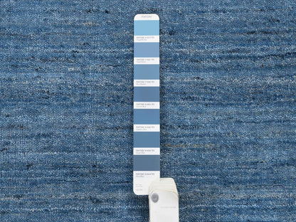 Blue 9'0" x 11'10" Modern and Contemporary Handloom Wool Rug - Sku: O064573